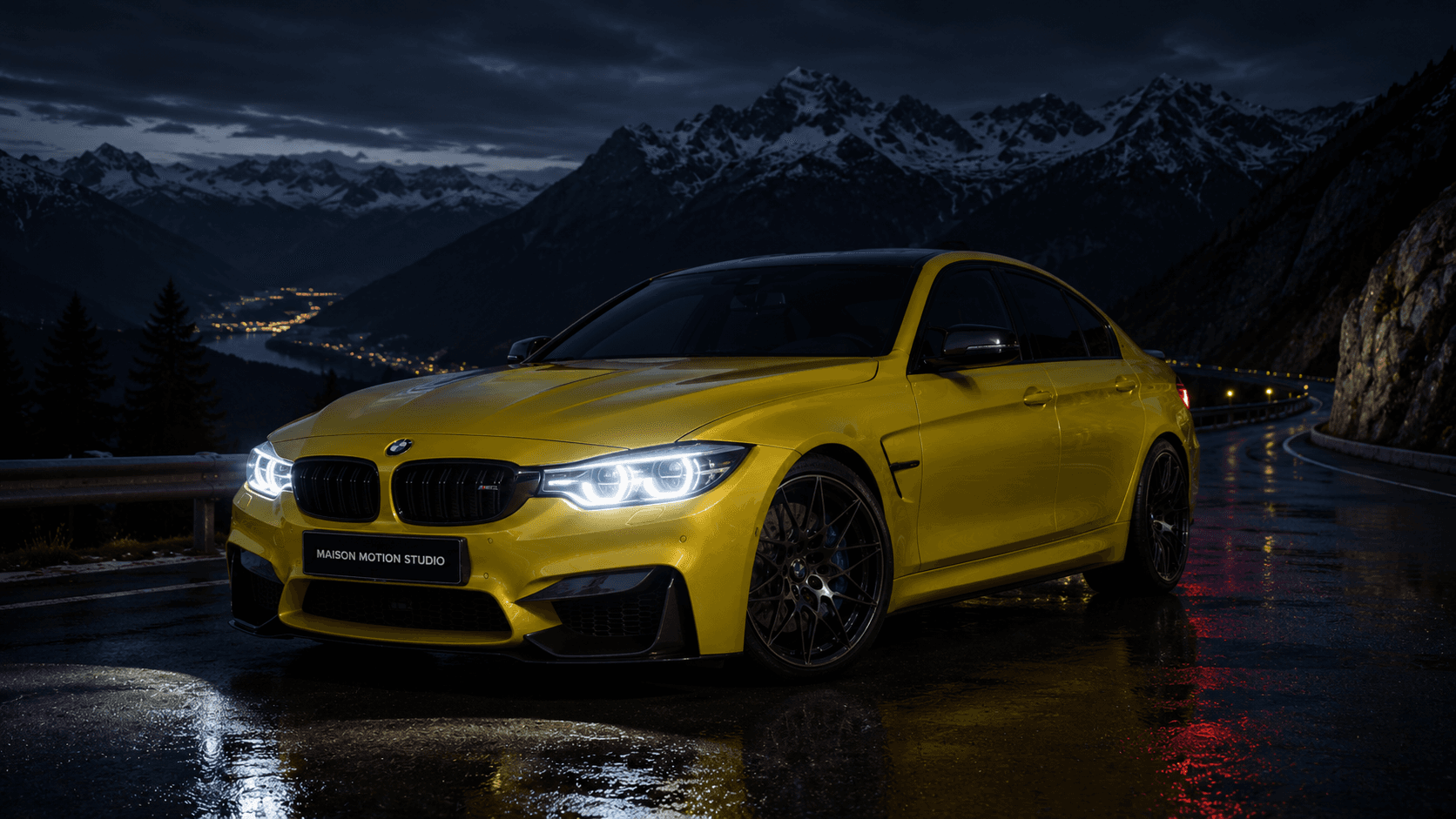 BMW M3 — enhanced automotive photograph, studio detail